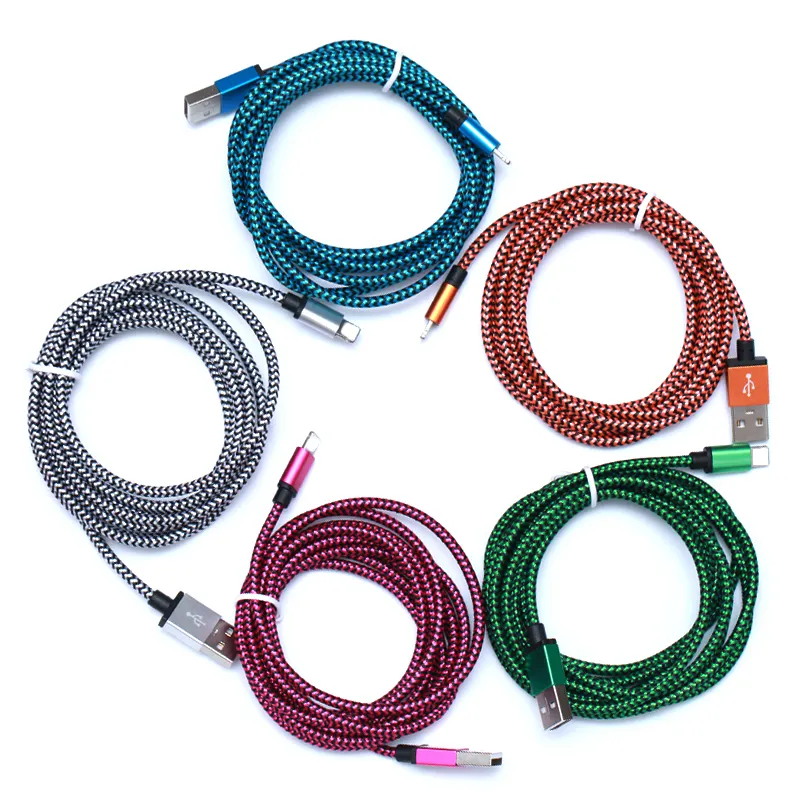 2M Nylon Braided USB Charger Cable Data Cable for iPhone 6 6S 7 8 Plus 5 5S X XR 11 12 13 14 Pro Max Cable