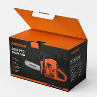Boîte en carton ondulé haut de gamme pour tronçonneuse électrique avec système de verrouillage automatique, écologique et recyclable, assemblage sans colle