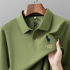 Camisa de Hombre de Algodón Mercerizado de Alta Gama, Estilo <span class=keywords><strong>Paul</strong></span>, con Bordado en la Solapa, para Verano, Informal de Negocios, para Hombres de Mediana Edad y Jóvenes, 100% Algodón - Product Image 1