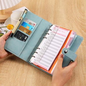 Carnet de travail en cuir Type Mini 6 anneaux spirale Agenda de travail Journal Agenda portefeuille couverture en cuir Pu classeur à anneaux A6 - Product Image 4