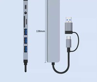 Adaptateur USB Type-C 8 en 1, convertisseur USB, répartiteur, hub USB, station d'accueil, lecteur de carte multifonctionnel pour ordinateur