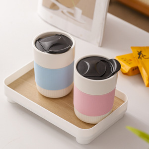 New Design Insulated to Go <b>Ceramic</b> Tumbler <b>Cups</b> Porcelain Coffee Travel Mug with Lid - Product Image 3