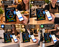 Plaque de présentation NFC en acrylique noir de qualité supérieure, moderne, en forme de L, pour comptoir, destinée aux entreprises