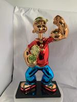 Grande sculpture en fibre de verre électroplaquée Popeye, taille et couleur personnalisées, statue de dessin animé pour décoration intérieure de centre commercial