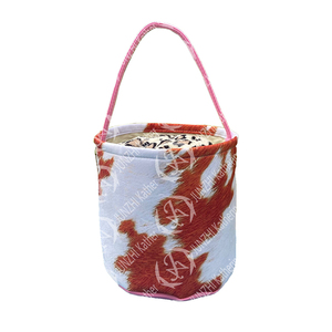 JUNZHI KATHERINE Bunny Canvas Cowhide Easter Basket