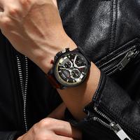 Jam Tangan Quartz Chronograph Pria Curren 8329 Pemasok Tali Kulit Tahan Air Bercahaya Kalender Grosir OEM ODM Jam Tangan Sport