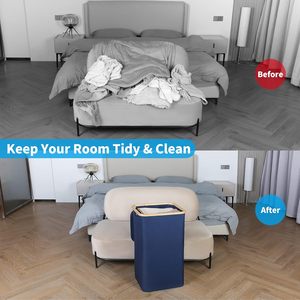 100L Tall Laundry <b>Basket</b> With Bamboo Handles <b>for</b> Clothes and Toys Storage, Freestanding Collapsible Laundry <b>Hamper</b> - Product Image 2