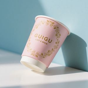 แก้วกาแฟกระดาษแบบใช้แล้วทิ้ง ผนังเดี่ยว/สองชั้น สีชมพูทอง พร้อมฝาปิด พิมพ์โลโก้ตามสั่ง เป็นมิตรต่อสิ่งแวดล้อม - Product Image 4