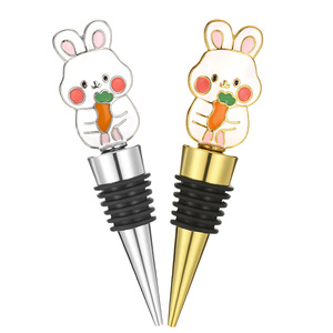 Rabbit Shaped Wine <b>Stopper</b> Gold And Silver Zinc Alloy Sealing Bottle <b>Stopper</b> For Wedding Party - Product Image 1
