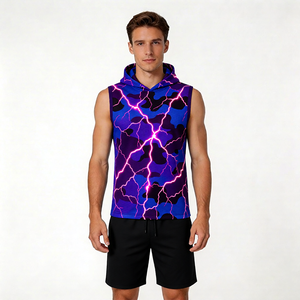 Camiseta de Fútbol sin Mangas con Capucha y Diseño de Camuflaje Eléctrico Personalizado Fanshi, Ropa Deportiva Informal para Entrenamiento - Product Image 1