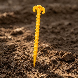 Estaca de suelo de plástico amarillo de alta visibilidad para fijar toldos de playa y tapetes, equipo para exteriores - Product Image 6