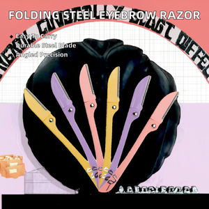 Rasoir à sourcils pliable en acier inoxydable, pointe inclinée, tondeuse à poils du visage compacte et portable, logo personnalisé disponible, OEM/ODM disponible XR - Product Image 2