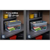 Boîte de rangement Belli E Forti BF36100 avec poignée solide, 5L, en PP, 260x175x150mm, style industriel rectangulaire, fabriqué en Italie, pour garage