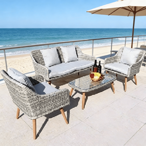 Juego de Sofás de Jardín de Cuatro Piezas, Moderno, de Alta Calidad, Duradero, Lavable y Ecológico para Uso en Exteriores - Product Image 3