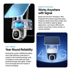 Caméra solaire 4G 3MP AOV à très faible consommation d'énergie, enregistrement 24/7, alerte IA pour humains et animaux, audio bidirectionnel, vision nocturne, prix d'usine AG30 - Product Image 5