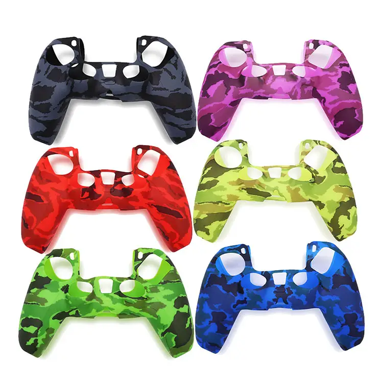 Soft colorful silicone protective ps 5 gamepad breathable skin cover plate silicon case wood grain controller shell for PS5