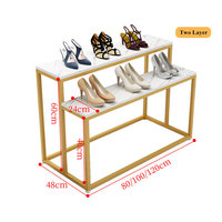 Table de présentation multicouche haut de gamme en or, présentoir noir pour sacs à chaussures, étagères, équipement de magasin de détail