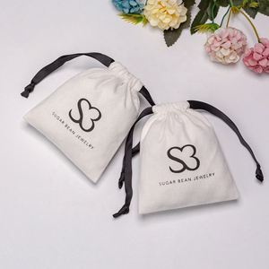 Custom White Canvas Bag Luxury <b>Drawstring</b> <b>Pouches</b> Cotton Gift Packaging Cosmetic Jewelry <b>Pouch</b> - Product Image 3
