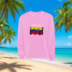 Camiseta de Manga Larga con Cuello Redondo y Estampado de la Bandera de Venezuela, Estilo Y2K para Mujer, con Tejido de Poliéster y Spandex - Product Image 2