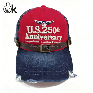 Gorra de Mezclilla Lavada con Hebilla Original del 250 Aniversario de <span class=keywords><strong>la</strong></span> Independencia de EE. UU., Nuevo Diseño, Reunión de <span class=keywords><strong>la</strong></span> <span class=keywords><strong>Democracia</strong></span>, Forro de Algodón, Bandera - Product Image 1