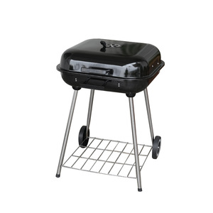 22-Inch Enamel Charcoal BBQ Grill Portable Outdoor Grill With Wheels For Backyard Cooking - Product Image 2