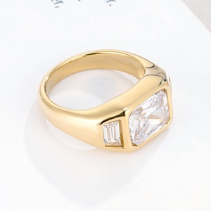 Bagues délicates plaquées or pour femmes, bijoux de mariage tendance avec pierre naturelle taille ovale - Product Image 3