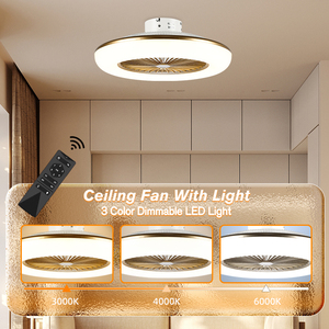 Ventilador de Techo Inusual Pequeño Blanco Dorado con Luces y Control Remoto, con Regulación Continua, para Dormitorio - Product Image 4