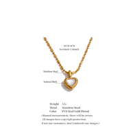 Collier pendentif cœur en acier inoxydable plaqué or JINYOU 7683 avec incrustation de coquillage, collier ras du cou pour femmes