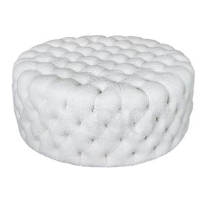 Sheepskin Teddy Stool Circle Large Round Modern Ottoman Circular <strong>Chesterfield</strong> <strong>Footstool</strong> White Boucle Tufted Round Stool Ottoman - Product Image 2