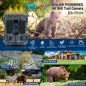 Support de haute qualité APP 4K WIFI solaire alimenté 30MP caméra piège caméra de <span class=keywords><strong>chasse</strong></span> faune pièges Photo pour la sécurité extérieure - Product Image 2