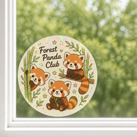 Autocollants personnalisés imperméables en PVC vinyle, panda rouge kawaii, autocollant de fenêtre en bambou, imprimé UV, autocollant décoratif électrostatique pour verre