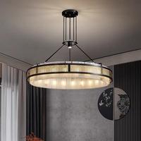 Lustre en marbre, minimalisme italien, lampe de salon en cuivre massif, lampe de salle à manger zen, luminaire haut de gamme pour salle de thé, grande suspension