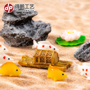 Decoración de Resina con Loto y Pez Dorado en Miniatura, Estilo Zen Asiático, Adorno para Sala de Estar, Juego de Varias Piezas - Product Image 4