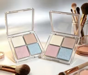 Paleta de maquillaje multiusos de 4 colores con relieve de alto brillo para sombra de ojos y contorno de nariz, acabado brillante y mate. - Product Image 2