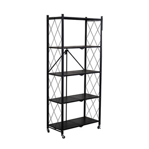 Étagère de rangement pliable multi-niveaux de qualité supérieure, sans assemblage, <span class=keywords><strong>avec</strong></span> roulettes, <span class=keywords><strong>chariot</strong></span> de cuisine pour collations, directement de l'usine - Product Image 4