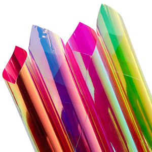 قماش فينيل شفاف متعدد الألوان قزحي اللون من البولي فينيل كلوريد/البولي يوريثان لصناعة المعاطف المطرية وتزيين المراوح - Product Image 1