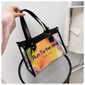 Fashion Transparent Pvc Cosmetic Bag Clear Waterproof Pvc Tote Bag with Zipper