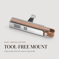 Désodorisant premium, clip voiture en noyer et métal avec boucle cuir, diffuseur universel de grille d'aération, OEM