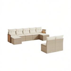 Conjunto de Sofás Modulares de Ratán para Jardín, Color Beige, Muebles de Exterior con Cojines de Espuma de Alta Densidad para Uso en Jardín - Product Image 1