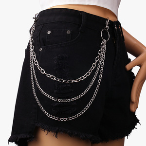 Cadena de cintura de metal estilo hip hop Yueli, cadena de pantalones multicapa de aleación de zinc, cadena corporal de moda para uso diario. - Product Image 1