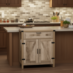 Credenza da Cucina in Legno di Quercia Massiccio, Design Moderno, Soluzione Pratica di Stoccaggio per Casa e Cucina - Product Image 2