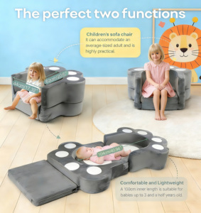 Canapé-lit bébé pliable et portable pour chambre, extérieur, voyage, camping, tout-petits et enfants, avec rembourrage en mousse haute densité, personnalisable en usine - Product Image 2