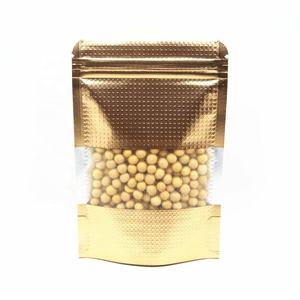 Tas Tahan Bau Ukuran Kustom 5.5X7.8 Inci Tas Mylar Mengkilat/Matt Emas Tas Berdiri Kemasan Sampel Tas Dapat Ditutup Kembali - Product Image 1