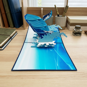 Tarjeta Pop-up 3D de Ballena Azul Hecha a Mano, Diseño Vietnamita, Corte Láser Personalizado, Kirigami, Tarjeta de Felicitación de Papel, Recuerdo de Cumpleaños, Superventas - Product Image 5