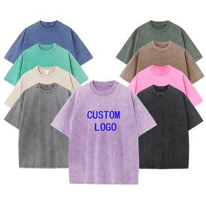 Camiseta Oversize de Algodón con Lavado Ácido para Hombre, de Peso Pesado, Hombro Caído, Cuello Redondo, Estilo Vintage Streetwear, Impresión Personalizada, OEM ODM, Venta al por Mayor - Product Image 1
