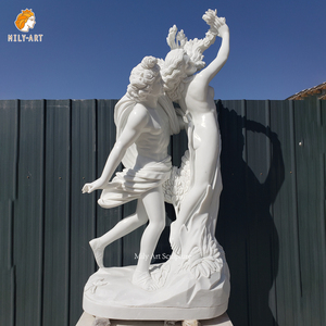 Mily ngoài trời Vườn cuộc sống Kích thước đá tự nhiên bằng đá cẩm thạch trắng Apollo và Daphne Tượng điêu khắc để bán - Product Image 6