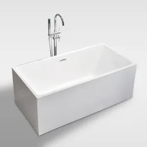 Well knowing freestanding square soaking 48 inch acrylic bathtub