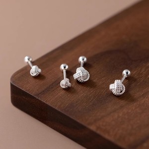 Pendientes con nudo Ruyi de plata 925 de 4 mm y 6 mm, diseño simple y elegante para mujer, uso diario - Product Image 2