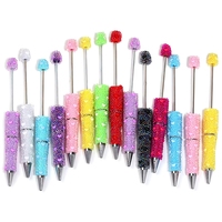 Stylo bille complet en gros, en résine mignonne avec paillettes, fournitures en vrac, perles à enfilser, perles en argile, strass à enrouler pour la création