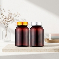 Flacon en plastique PET ambré de 180 ml, étanche à l'humidité, avec bouchon à vis et large ouverture, pour capsules et médicaments, vente en gros